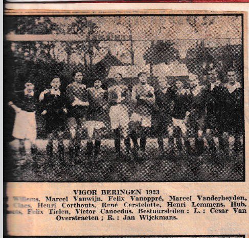 Oude teamfoto van voetbalploeg Vigor Beringen uit 1923